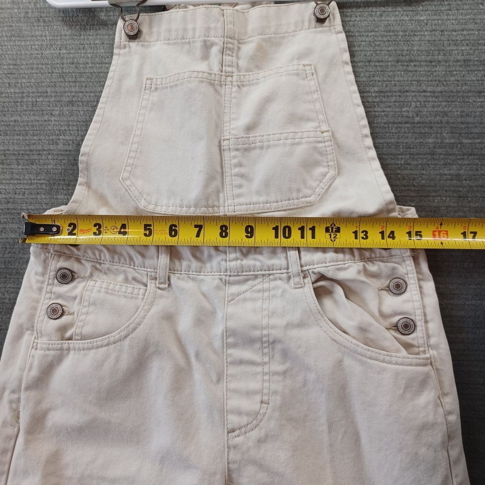 We the free Winter White Cream Ivory Denim Overalls Womens XS 28" Inseam - Picture 7 of 10